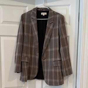 Marled Black and Tan Checkered Blazer